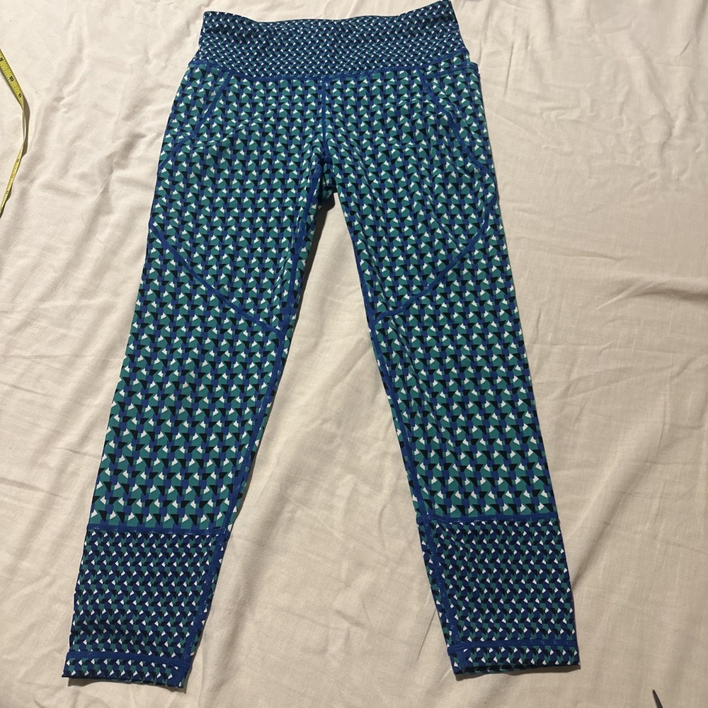 Sweaty Betty Grren And Blue Geometric Shapes Size 8